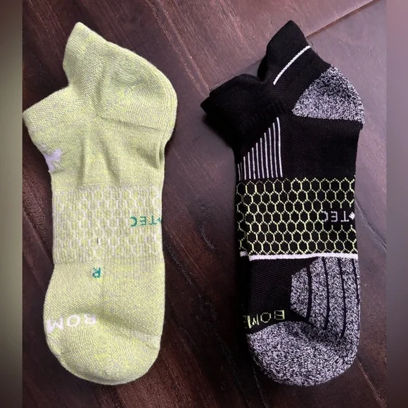 Bombas Men's Athletic Socks - Lime Green and Black - Picture 1 of 2